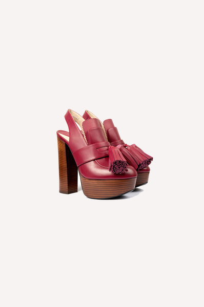 dice kayek Pompon Platform Heels BORDEAUX