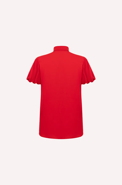 Dice Kayek Rose Embroidered Silk Shirt RED