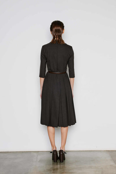 Dice Kayek Sculpted Cool Wool Dress BROWN MELLANGE