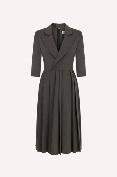 dice kayek Sculpted Cool Wool Dress BROWN MELLANGE