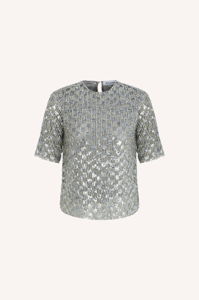 dice kayek Sculpted Sequin Blouse SILVER