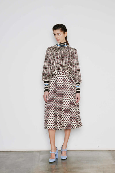 Dice Kayek Silk Ellipse Print Skirt BROWN ELLIPSE