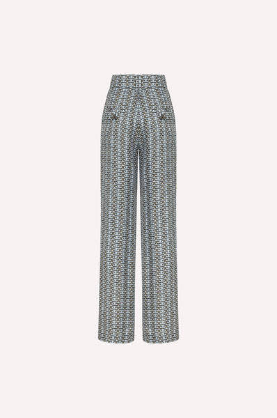 Dice Kayek Silk Geometric Pants BLUE