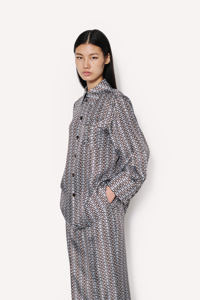 Dice Kayek Silk Geometric Pants BLUE