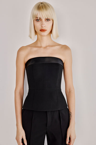 Dice Kayek Strapless Black Corset Top BLACK