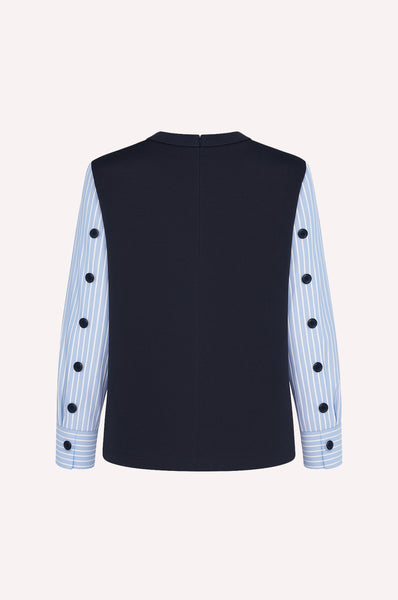 Dice Kayek Structured Contrast-Sleeve Top NAVY