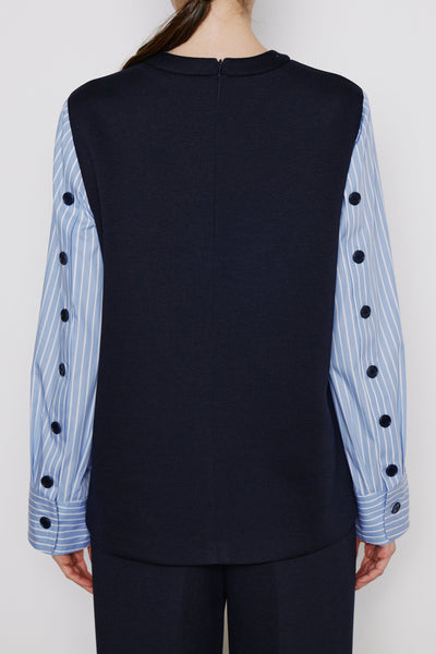 Dice Kayek Structured Contrast-Sleeve Top NAVY