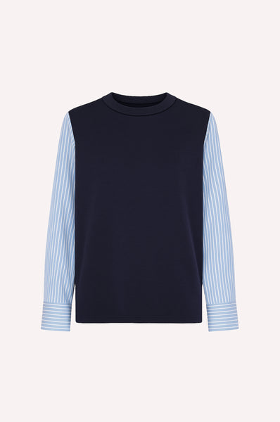 dice kayek Structured Contrast-Sleeve Top NAVY