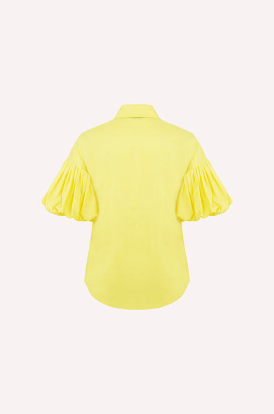 Dice Kayek Floral Embroidered Cotton Poplin Shirt Yellow
