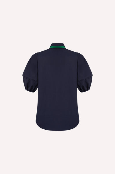 Dice Kayek Hand-Embroidered Balloon Sleeve Shirt INDIGO