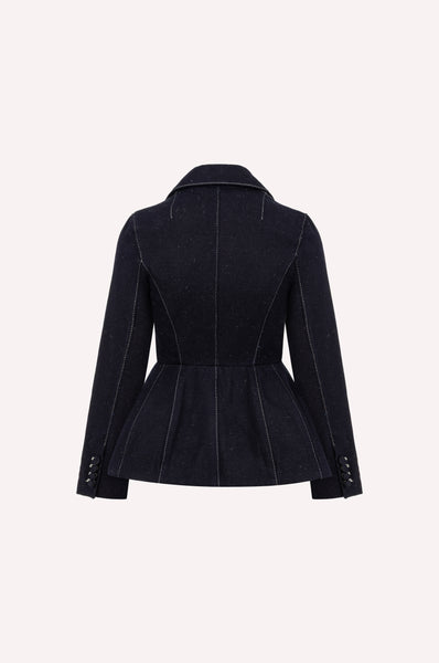 Dice Kayek Hourglass Denim Blazer With Contrast Stitching Navy