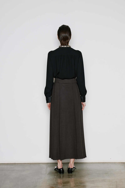 Dice Kayek Pleated Ankle Length Skirt BROWN MELANGE