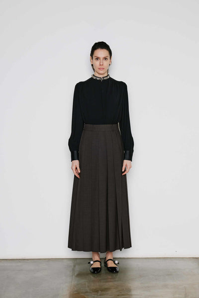 dice kayek Pleated Ankle Length Skirt BROWN MELANGE