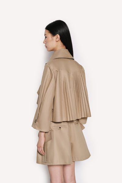 Dice Kayek Pleated Back Cropped Trench Jacket BEIGE