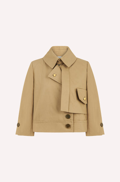 Dice Kayek Pleated Back Cropped Trench Jacket BEIGE