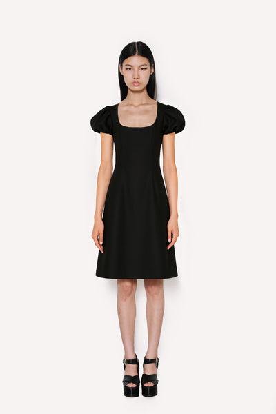 Dice Kayek Scoop Neck Dress With Puff Sleeves Black