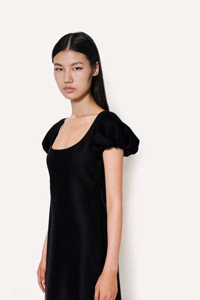 dice kayek Scoop Neck Dress with Puff Sleeves Black