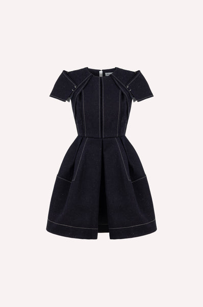 dice kayek Signature Denim Dress with Contrast Stitching INDIGO
