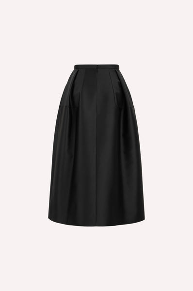 Dice Kayek Signature Sculptural Satin Midi Skirt Black