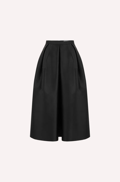 dice kayek Signature Sculptural Satin Midi Skirt Black