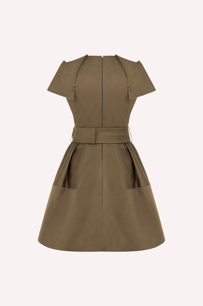 Dice Kayek Signature Sheen Mini Dress With A Belt Tobacco