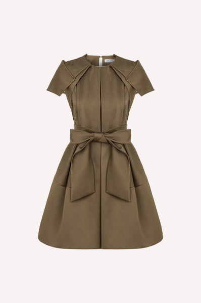 dice kayek Signature Sheen Mini Dress with a Belt Tobacco