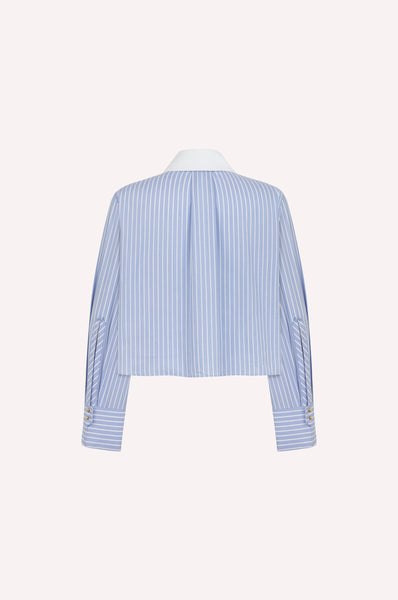 Dice Kayek Striped Button-Up Shirt With Detachable White Collar BLUE STRIPE