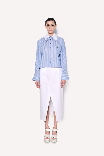 Dice Kayek Striped Button-Up Shirt With Detachable White Collar BLUE STRIPE