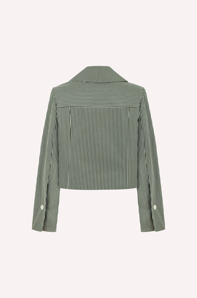 Dice Kayek Striped Cotton Jacket With Contrast Buttons KHAKI STRIPE