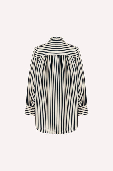 Dice Kayek Striped Silk Twill Shirt With Open-Back Detail NAVY STRIPE