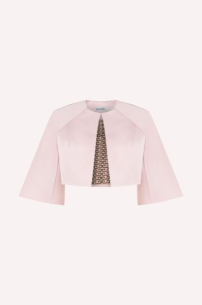 dice kayek Structured Cropped Jacket with Wide Sleeves PINK
