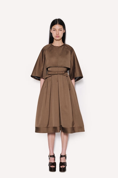 Dice Kayek Structured Cropped Jacket With Wide Sleeves TOBACCO
