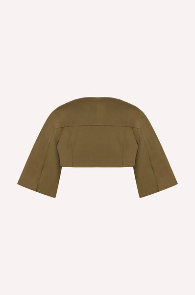 Dice Kayek Structured Cropped Jacket With Wide Sleeves TOBACCO