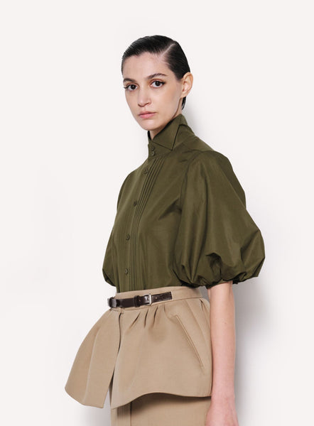 Dice Kayek Structured Skirt Belt With Leather Buckle BEIGE
