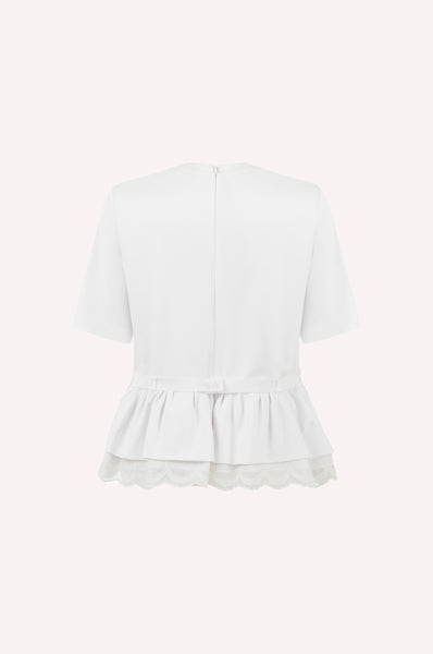 Dice Kayek Sweathshirt With Lace Hem And Bow Detail WHITE