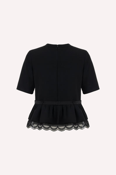 Dice Kayek Sweatshirt With Lace Hem And Bow Detail BLACK