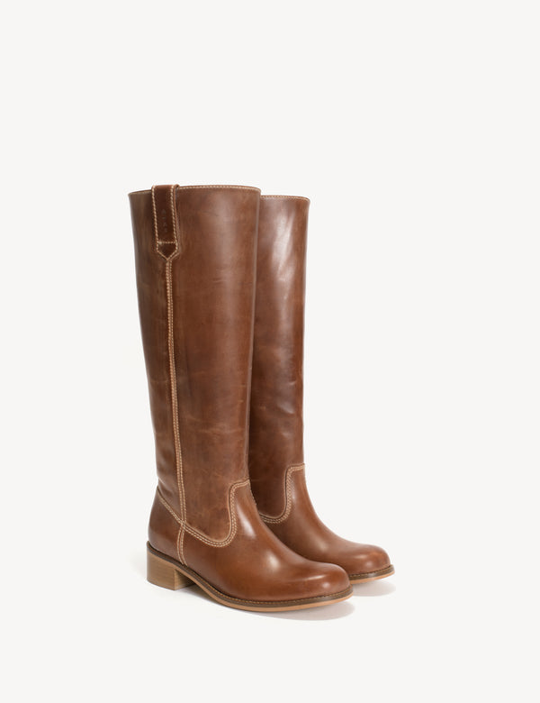 Dico Copenhagen Ann Gaucho Boot In Cognac Escovado Leather