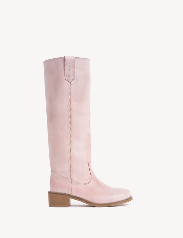 dico copenhagen Ann Gaucho Boot In Pink Escovado Leather