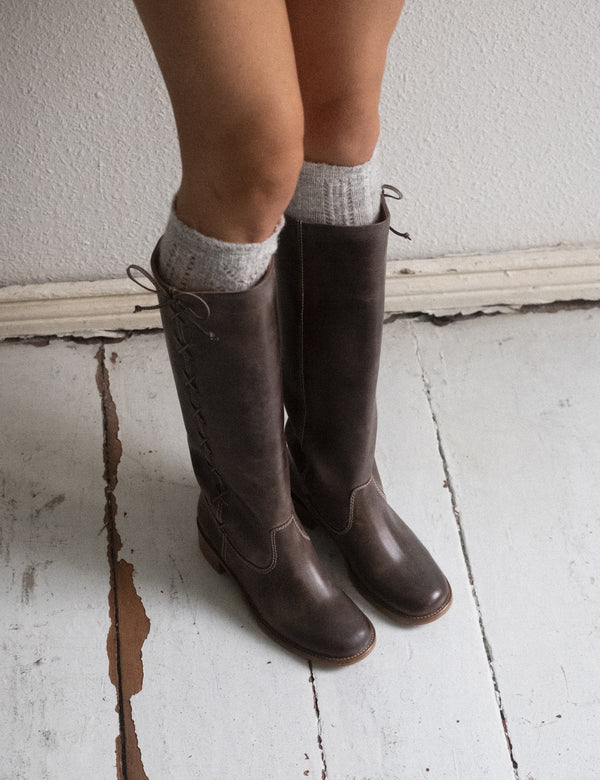 Dico Copenhagen Ann Gaucho Boot With Laces In Dark Brown Escovado Leather