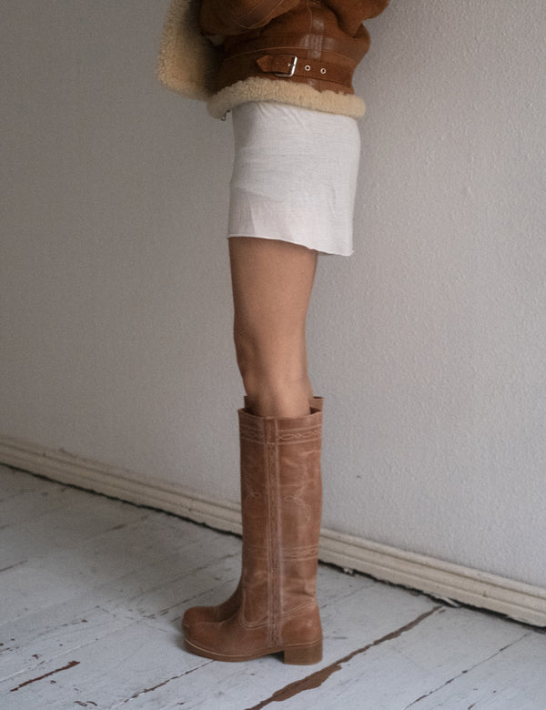 Dico Copenhagen Ann Gaucho Boot With Western Stitchings In Dark Tan Escovado Leather