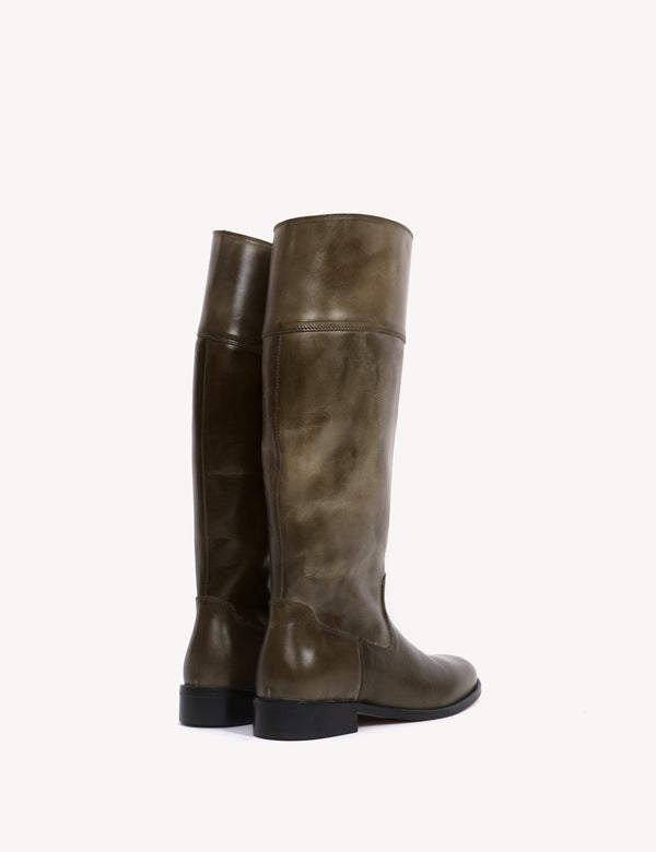 Dico Copenhagen Cavalry Boot In Army Green Escovado Leather
