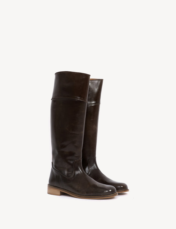 Dico Copenhagen Cavalry Boot In Dark Brown Escovado Leather