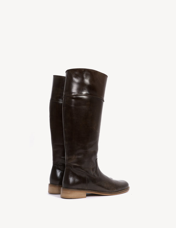 Dico Copenhagen Cavalry Boot In Dark Brown Escovado Leather