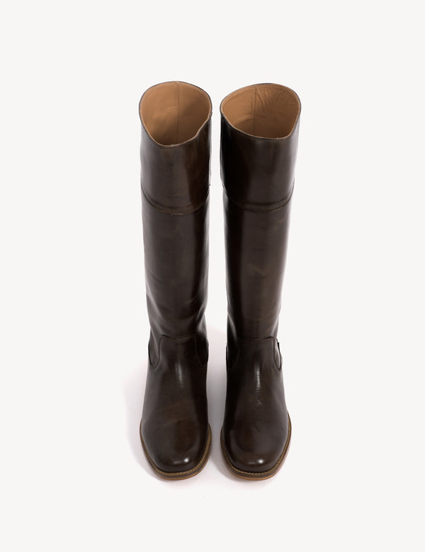Dico Copenhagen Cavalry Boot In Dark Brown Escovado Leather