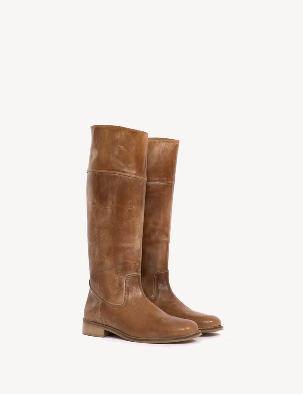 Dico Copenhagen Cavalry Boot In Dark Tan Escovado Leather