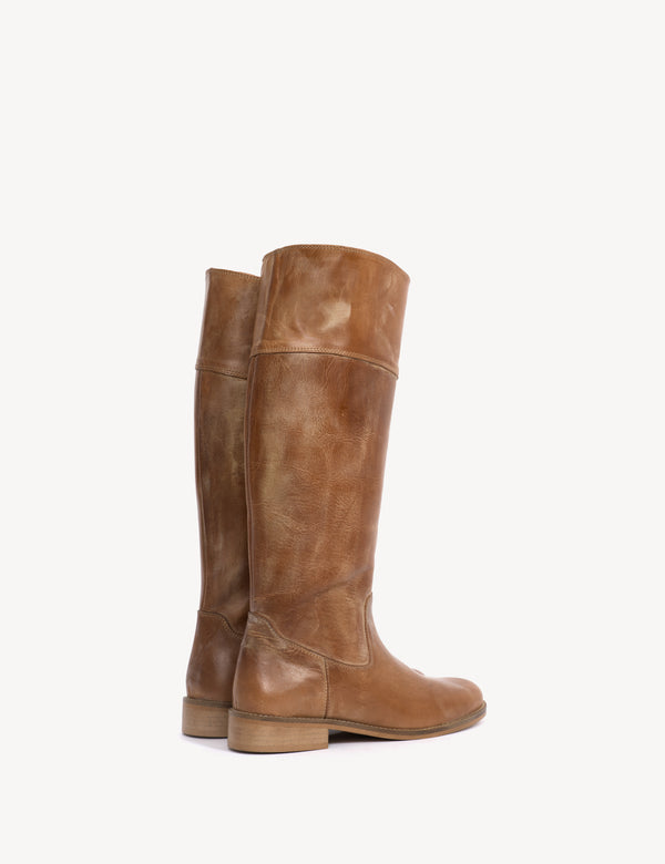 Dico Copenhagen Cavalry Boot In Dark Tan Escovado Leather