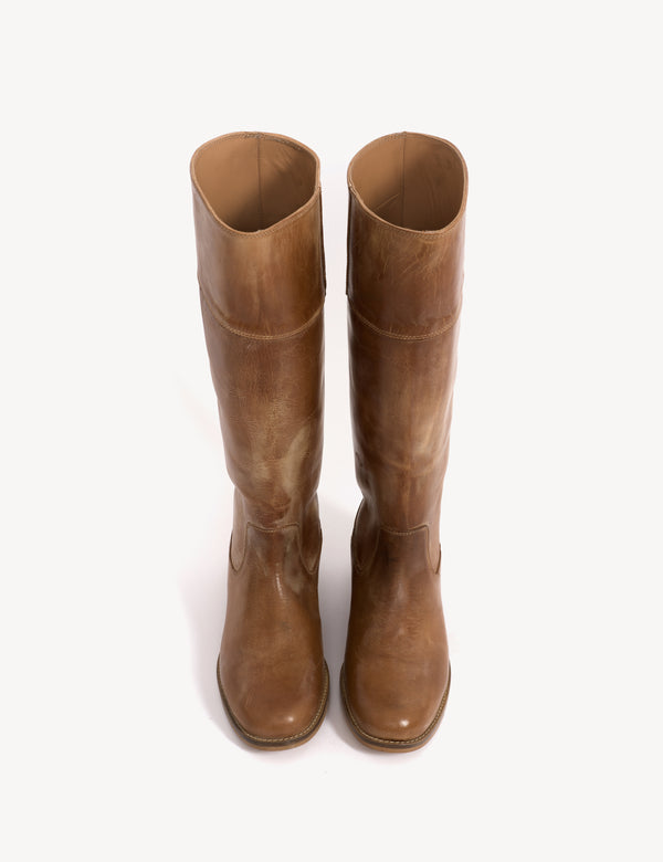 Dico Copenhagen Cavalry Boot In Dark Tan Escovado Leather