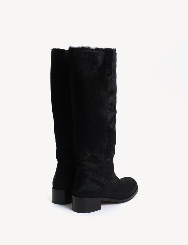 Dico Copenhagen Ann Gaucho Boot In Black Cow Fur