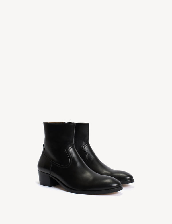 Dico Copenhagen Dunn Zip Boot In Black Calfskin