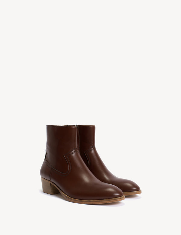 Dico Copenhagen Dunn Zip Boot In Cognac Calfskin